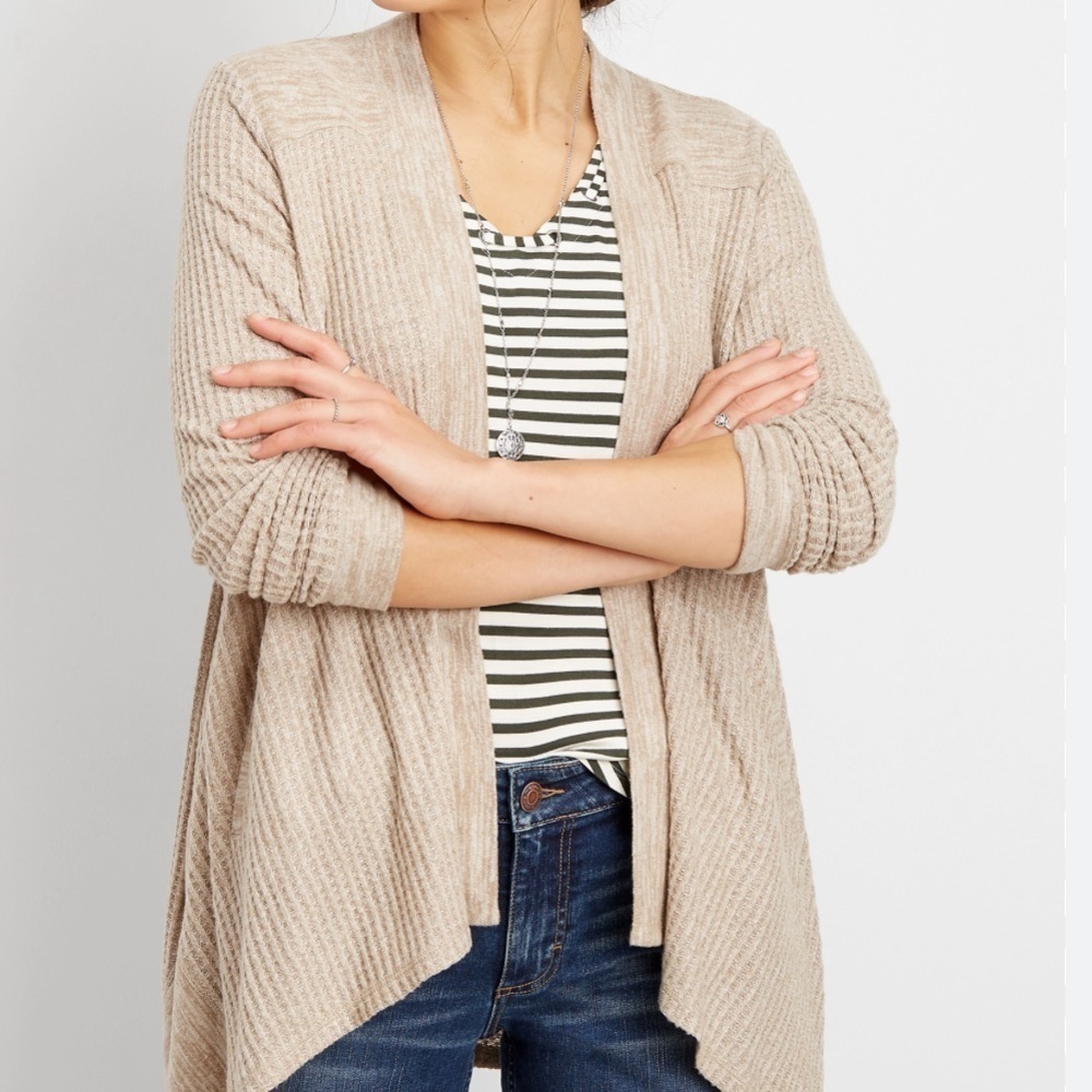 Maurices solid waffle mix cardigan